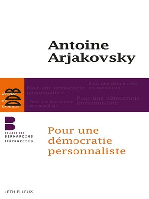 cover image of Pour une démocratie personnaliste